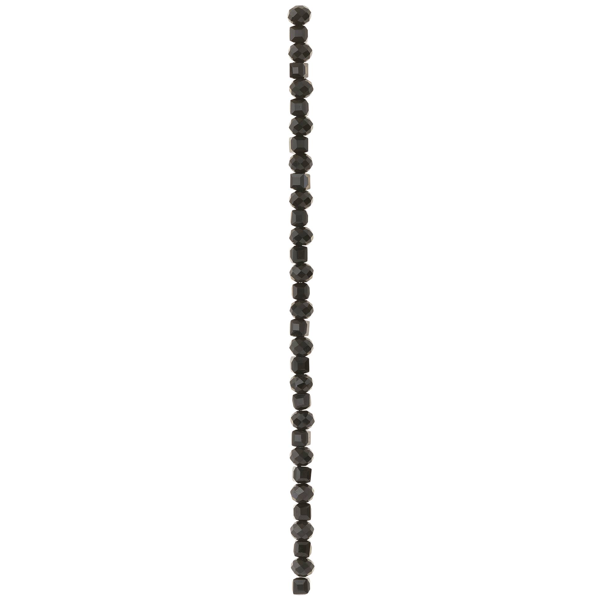 Black Faceted Glass Rondelle & Cube Beads, 6mm by Bead Landing™